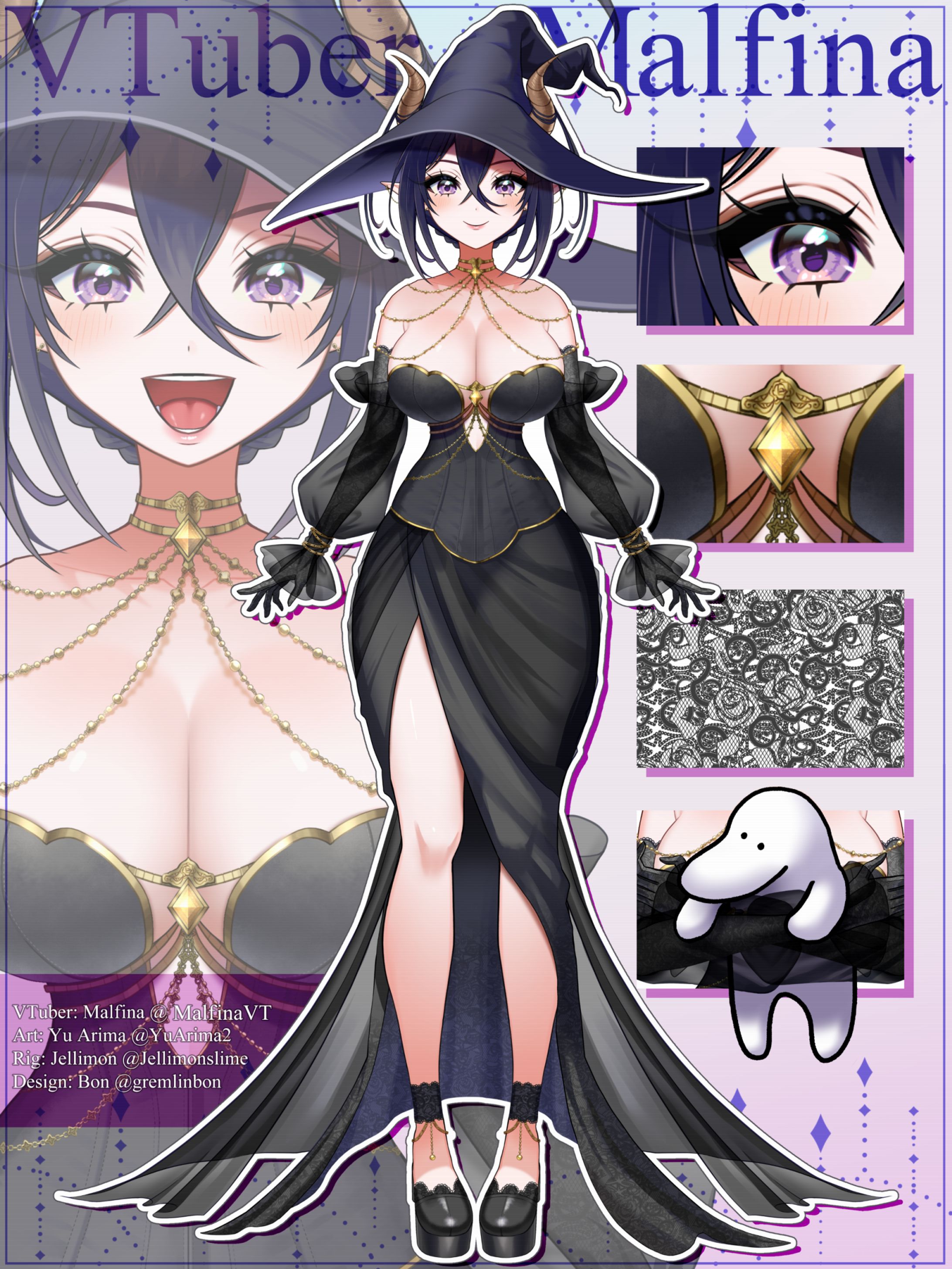 ご依頼: Live2D Art Socks Agency Gen2: Demon Witch VTuber Malfina💀⚜️-1