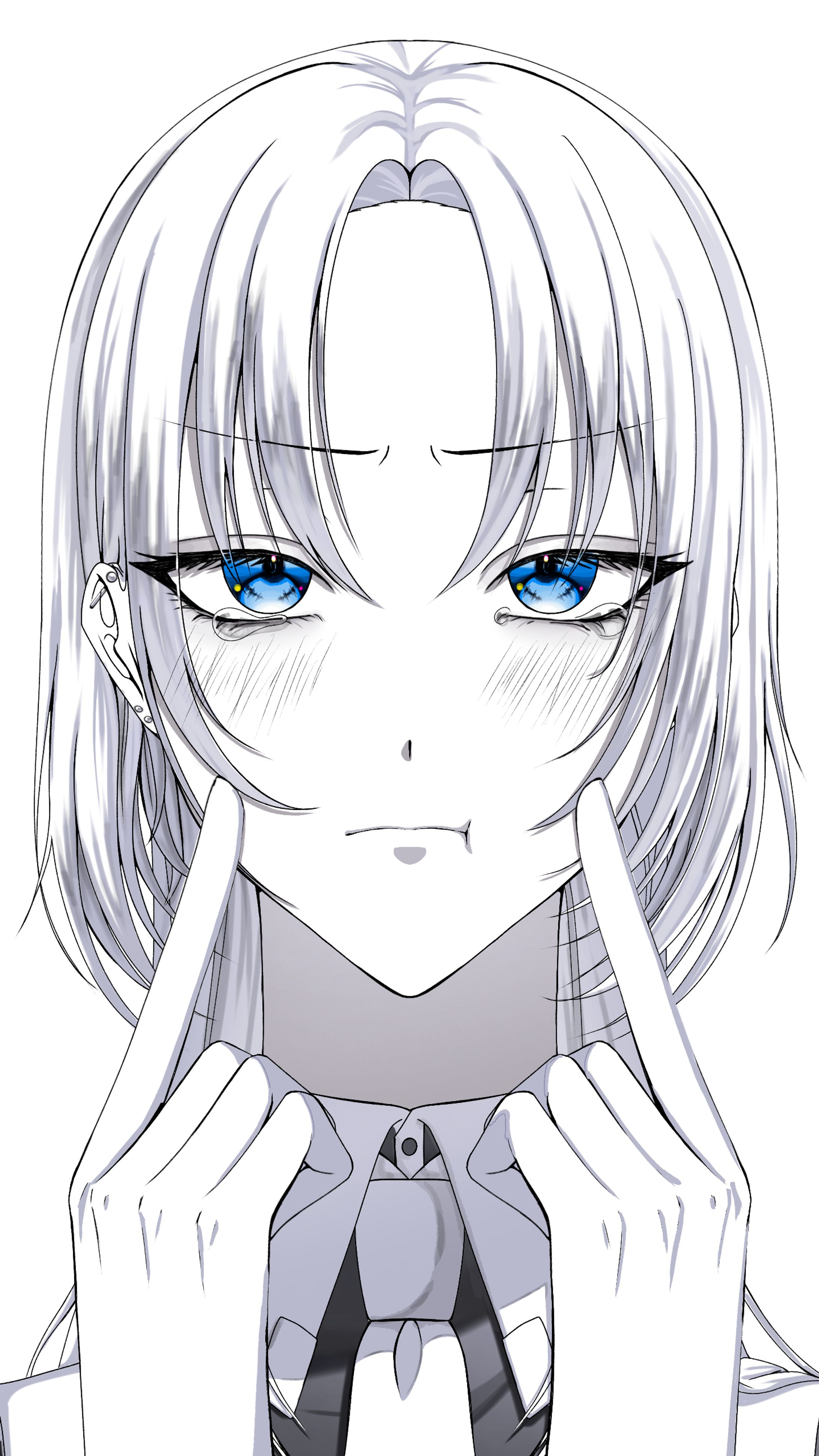 男性イラスト-モノクロ（⚠︎女装表現⚠︎）-1