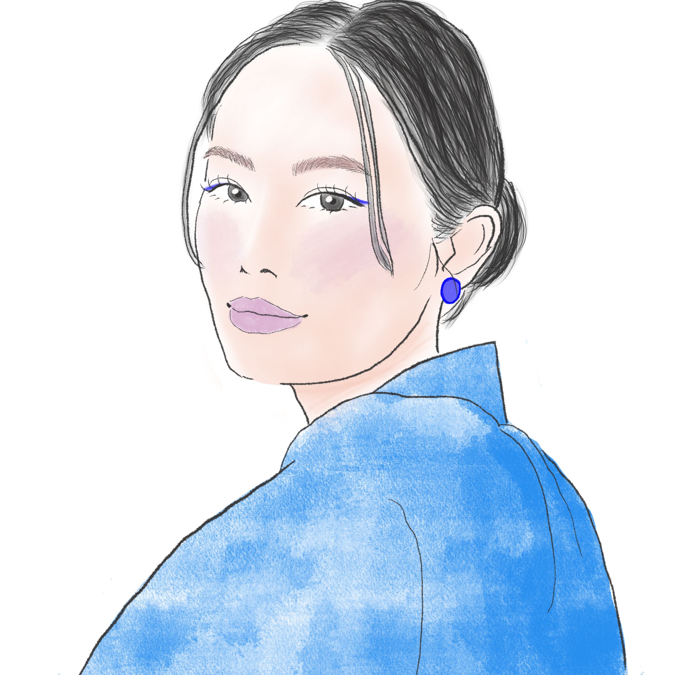 青いメイクの女性　クールウィンター-1