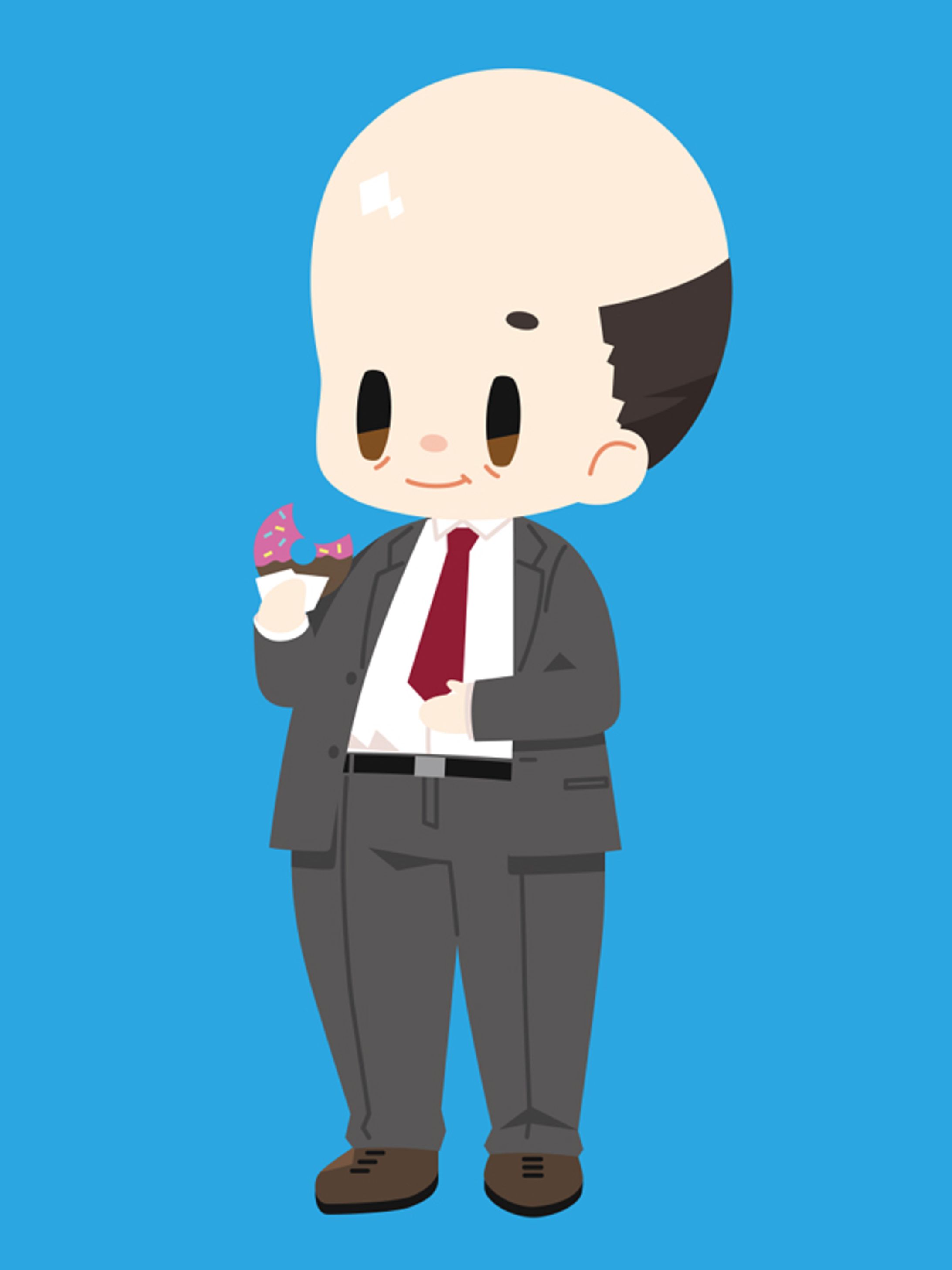 B:ドーナツを食べるおじさんのイラスト-1