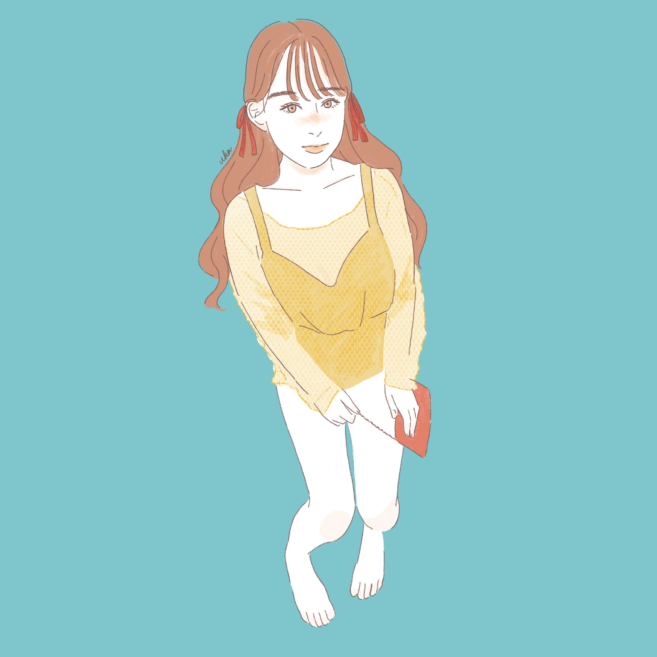 黄色の水着の女性-1
