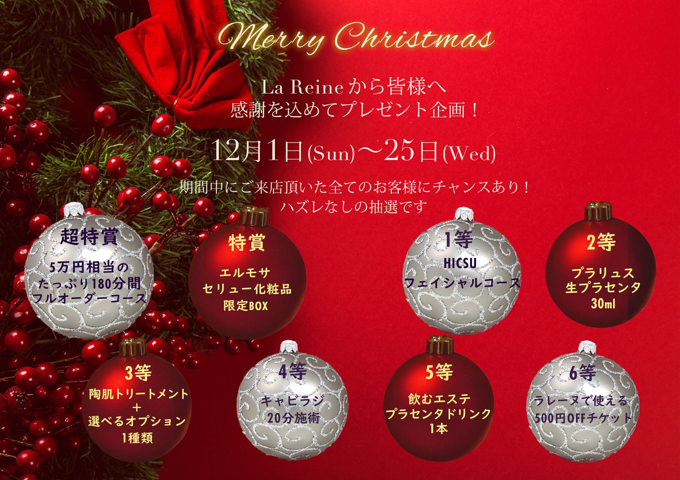 エステサロン La Reine様　クリスマスプレゼント企画-1