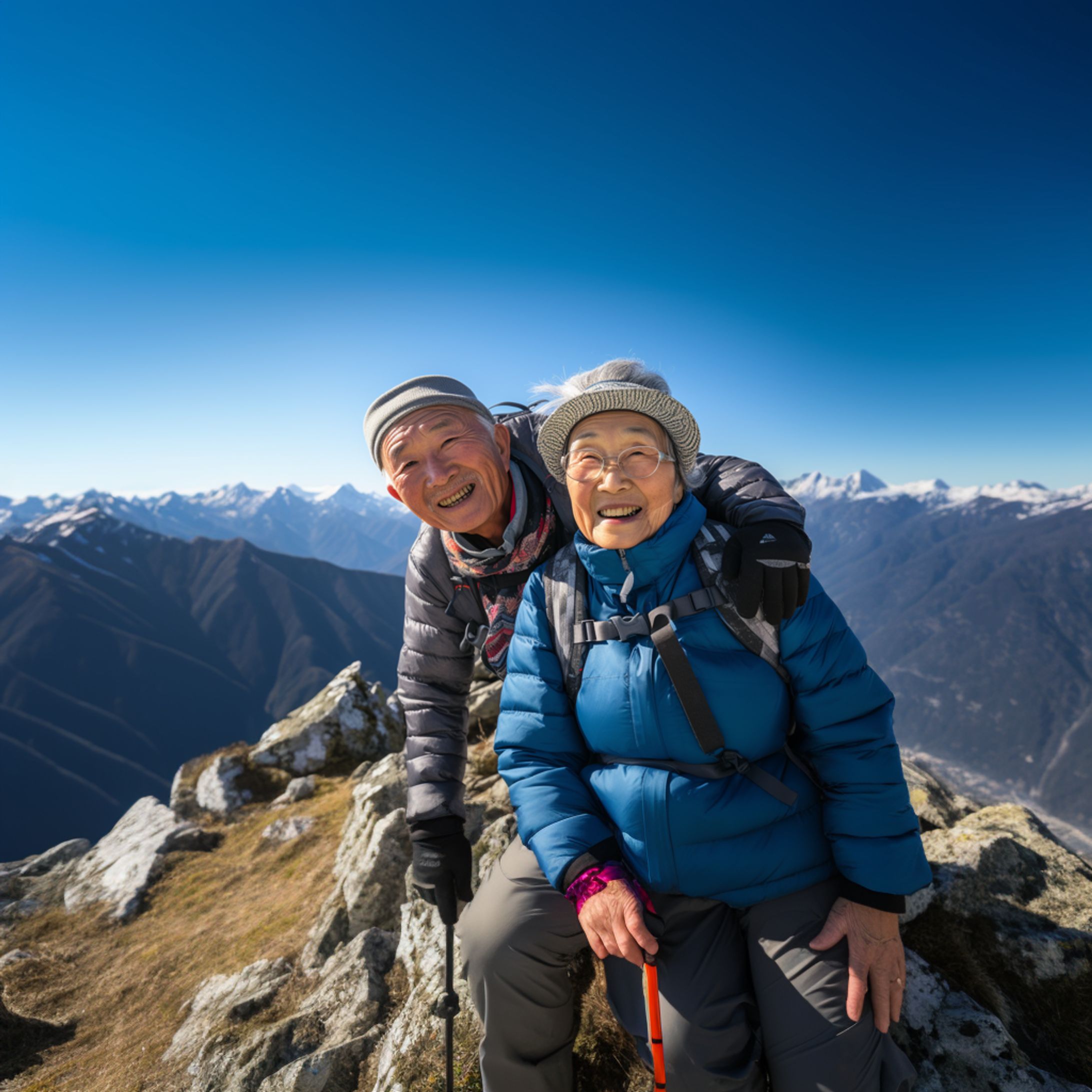 高山に登るシニア-1