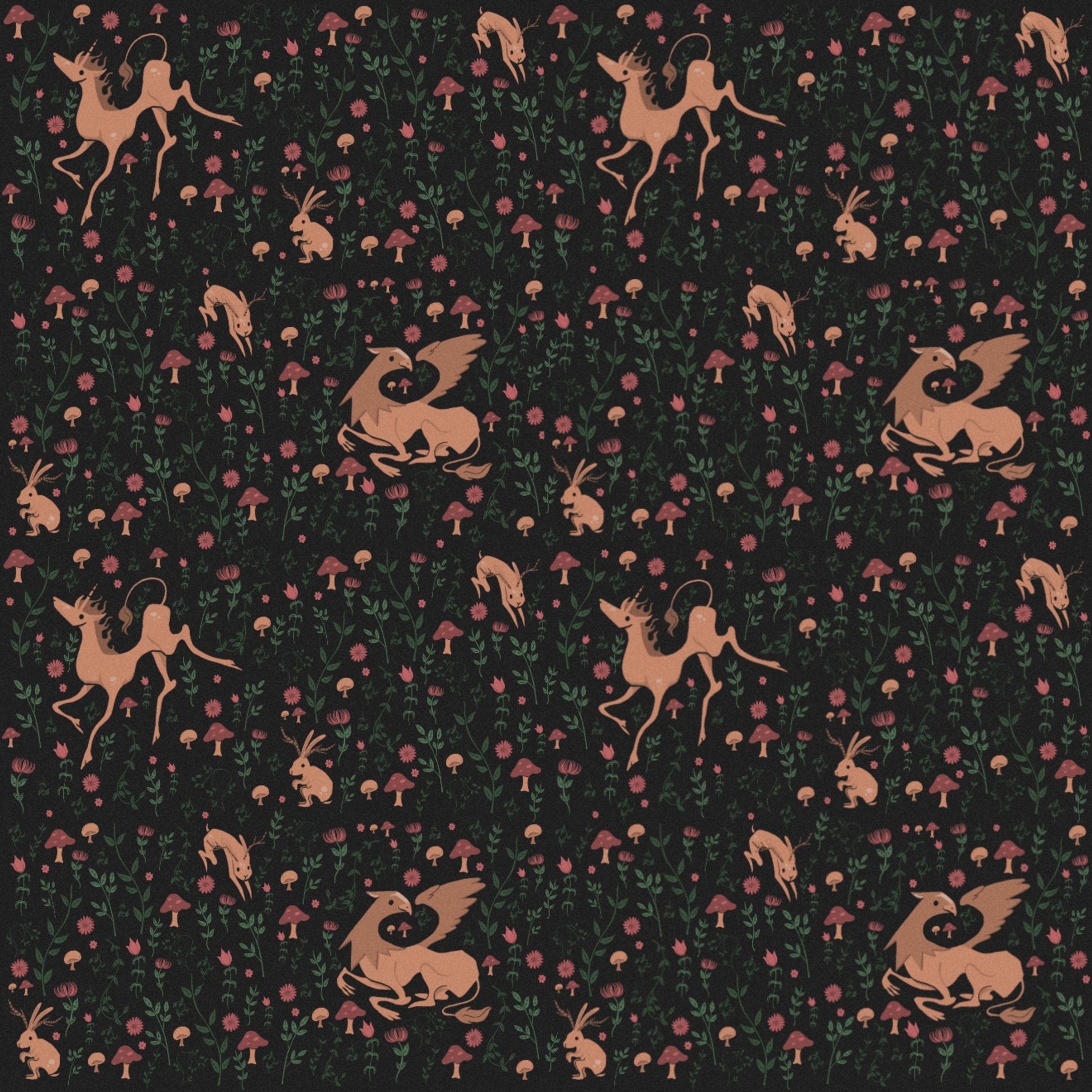 Mythical creature & floral Pattern-1