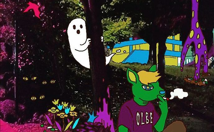 #illustrations#pictures#ghost#bird#tree#night#CHEBLO#bat#greenanimal#smoking#eye