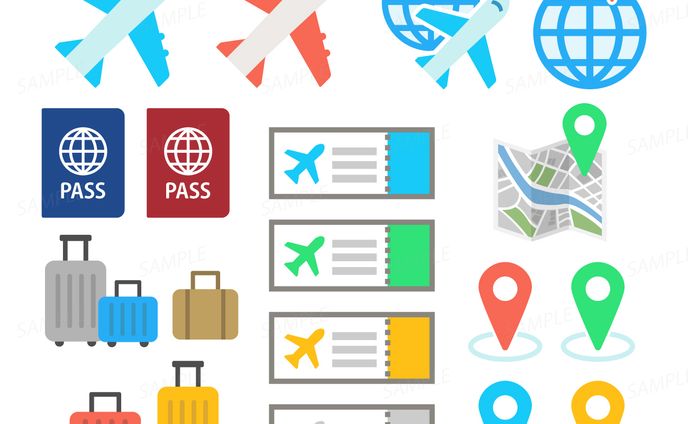ストックイラスト　旅行関係のアイコン