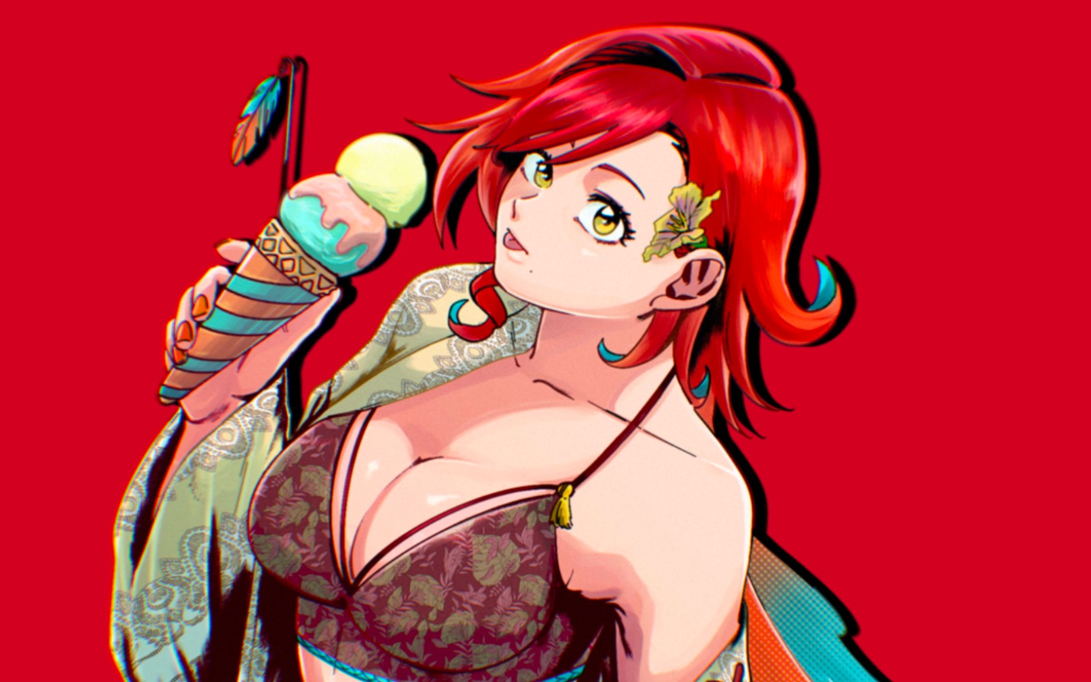 羽飛ゐづなさん・水着イラスト-1