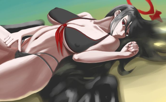 浜辺寝そべり