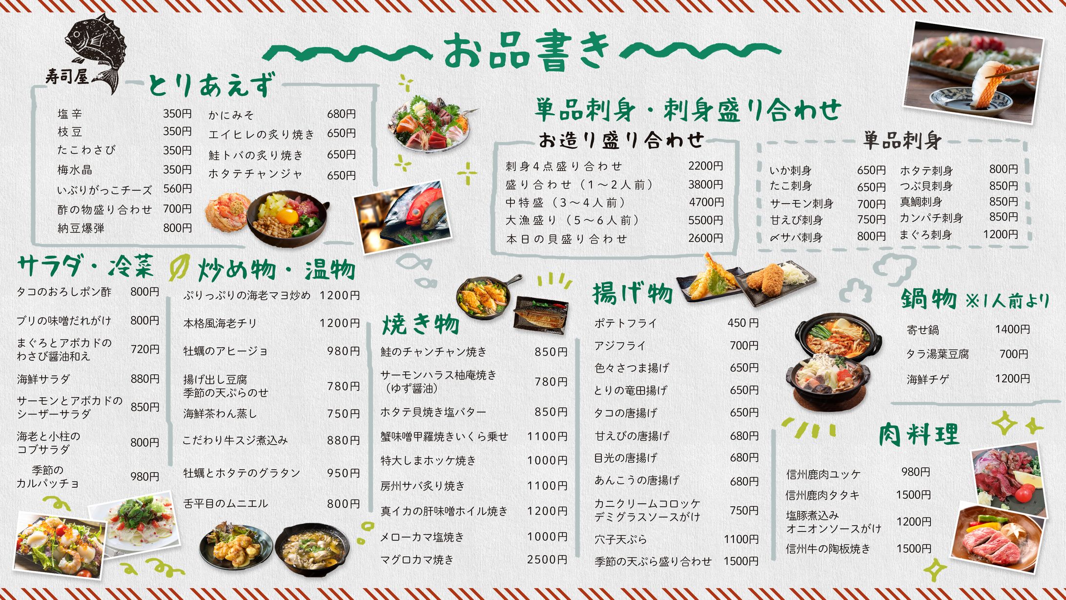 メニュー表：寿司屋メニュー-1