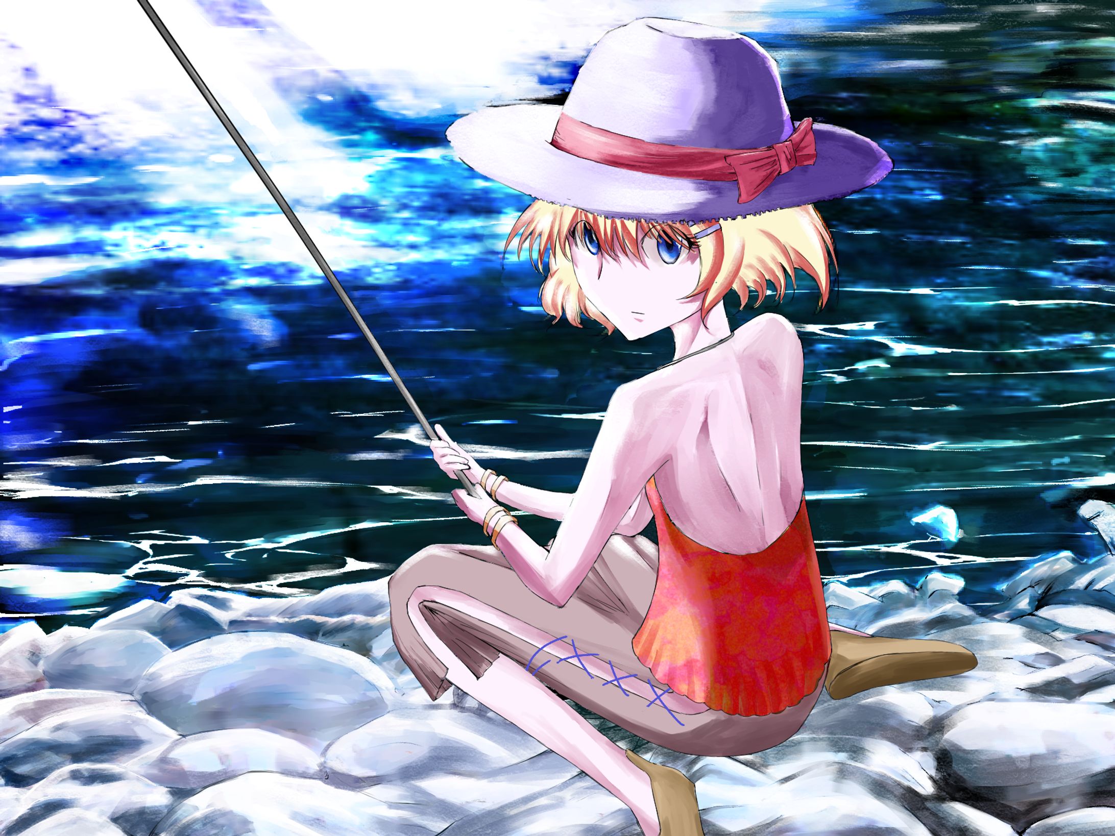 川辺にて-1
