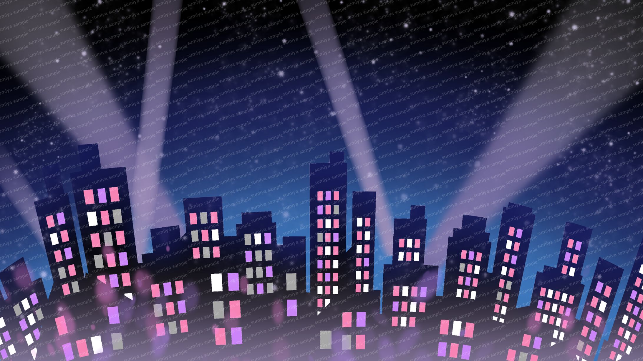 夜の街　背景イラスト-1