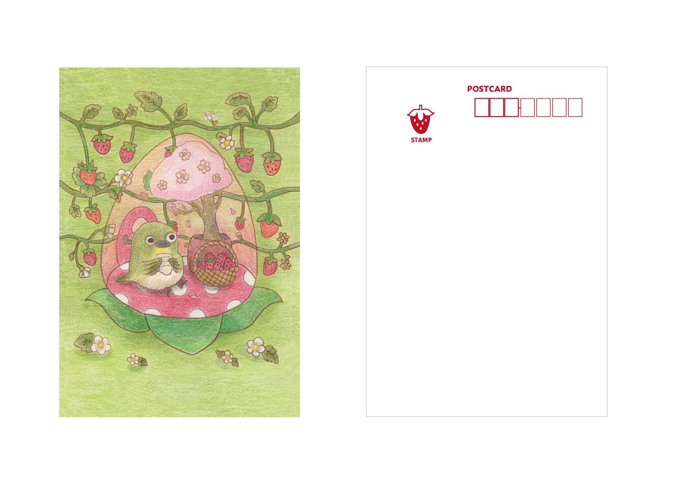 四季を楽しむ小鳥たちポストカード-1