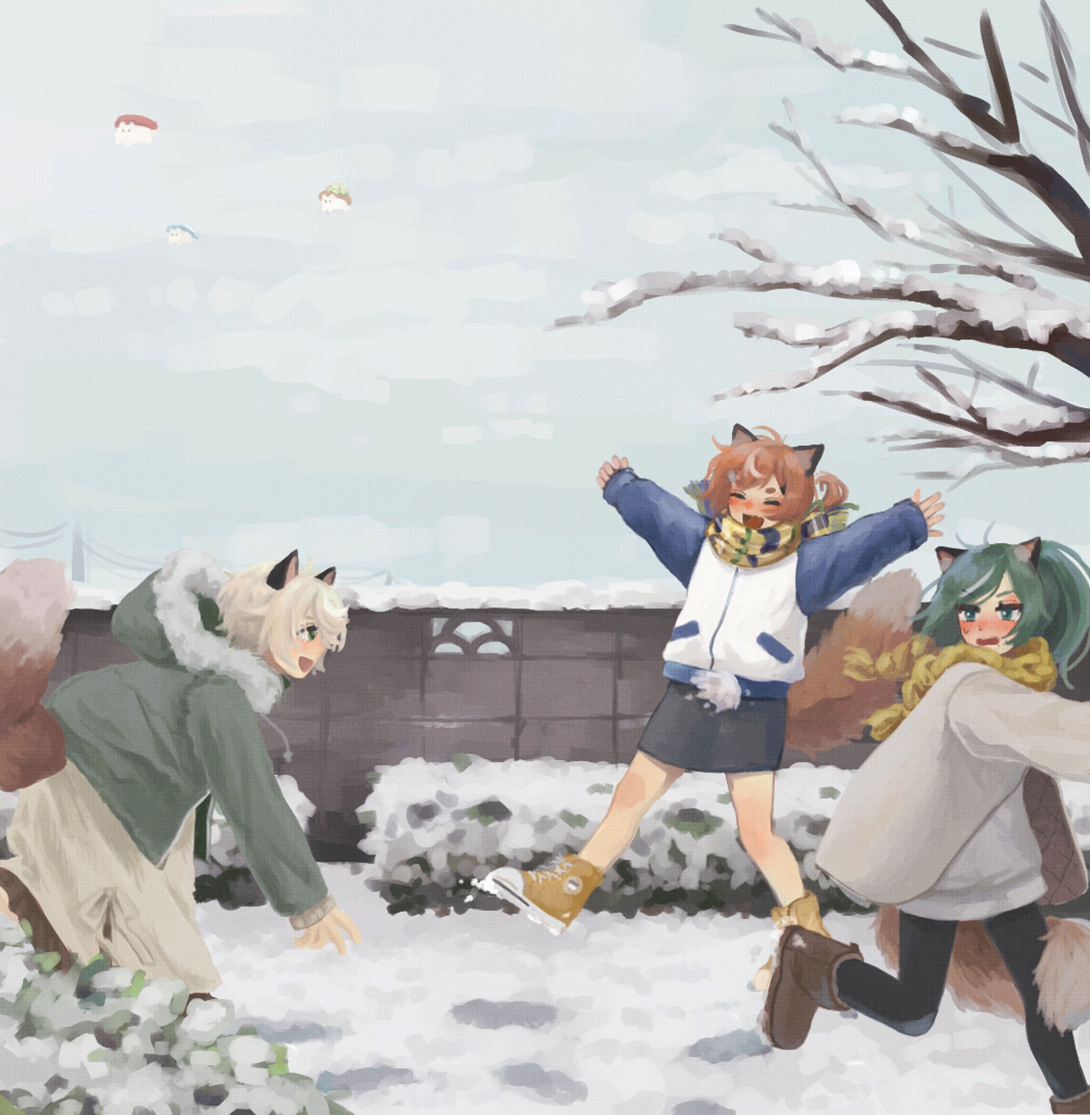 きつねたちのゆきあそび-1