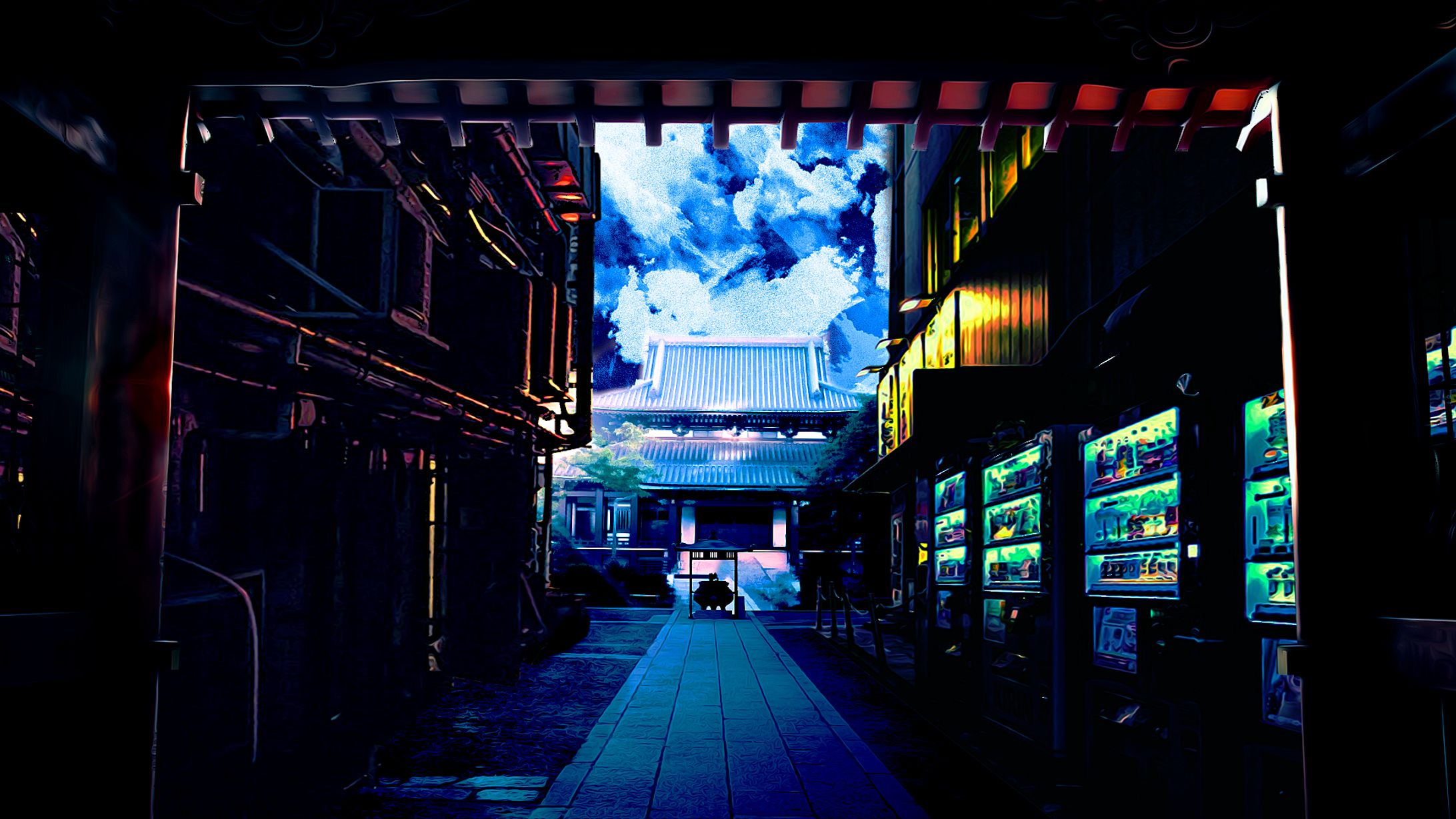 【イラスト】city_shrine【Photoshop】【コラージュ】-1