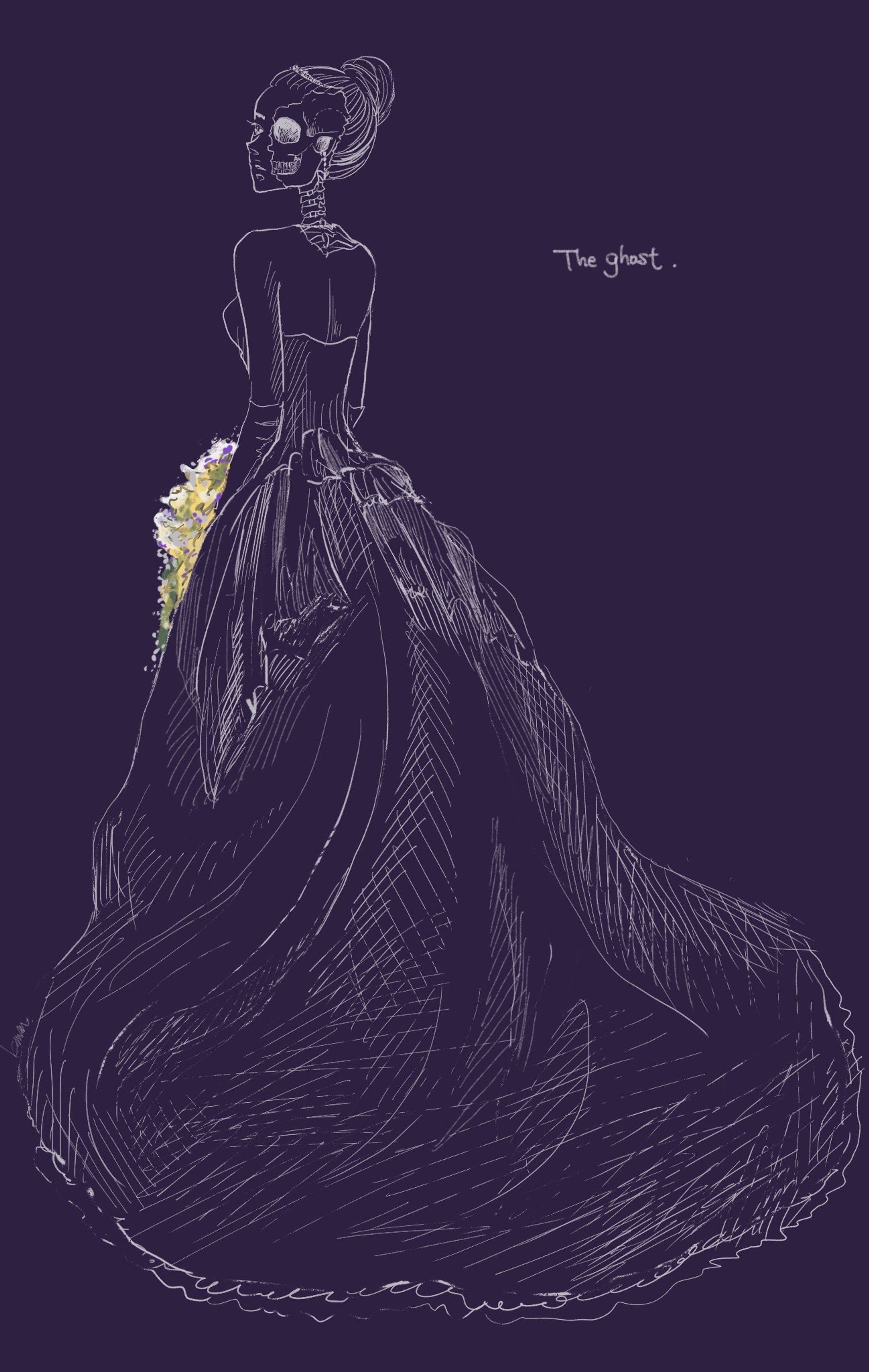 女性カットイラスト【死の花嫁】-1