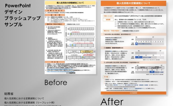 総務省のリーフレット例のデザインブラッシュアップ