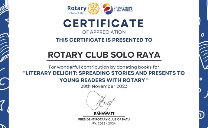 Certificate of Appreciation Rotary