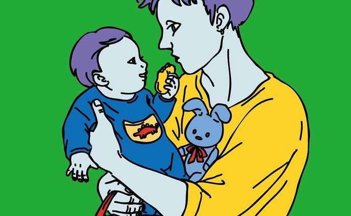 #ロケパ
#紫髪
#ロック
#パパ
#親子
#ファミリー
#緑
#イラスト
#rock
#papa
#family
#絵
#picture
#Parent and child
#green
#purplehair