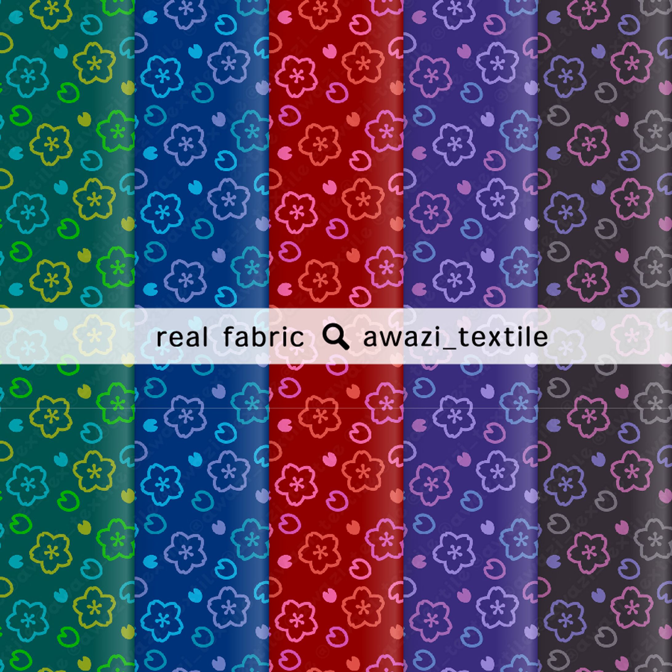 濃い背景の桜柄-1