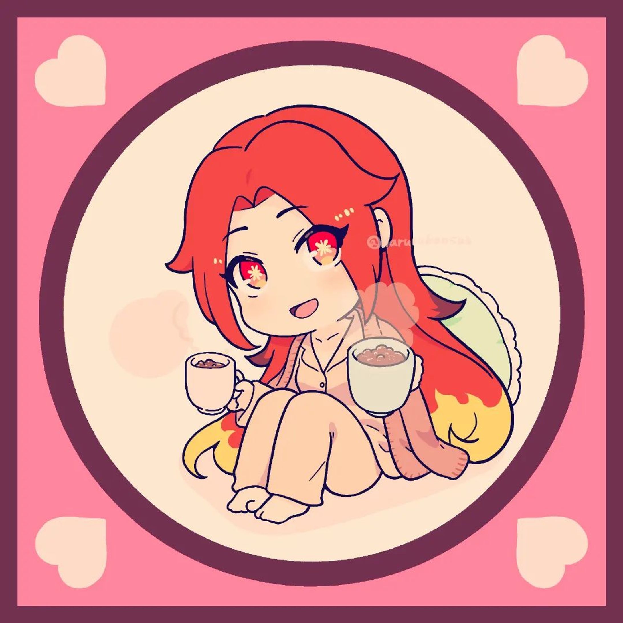 『クトゥグアちゃんとバレンタイン』
ホットチョコレートをどうぞ！

#イラスト #イラストグラム #イラスト好きな人と繋がりたい
#デフォルメ #デフォルメイラスト #sdキャラ #ちびキャラ 
#クトゥルフ神話 #萌えクトゥルフ #クトゥルフ好きな人と繋がりたい #cthulhumythos #cthulhu #cthulhuart #擬人化 #擬人化イラスト-1