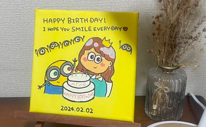 【バースデーイラスト】キャンバス似顔絵