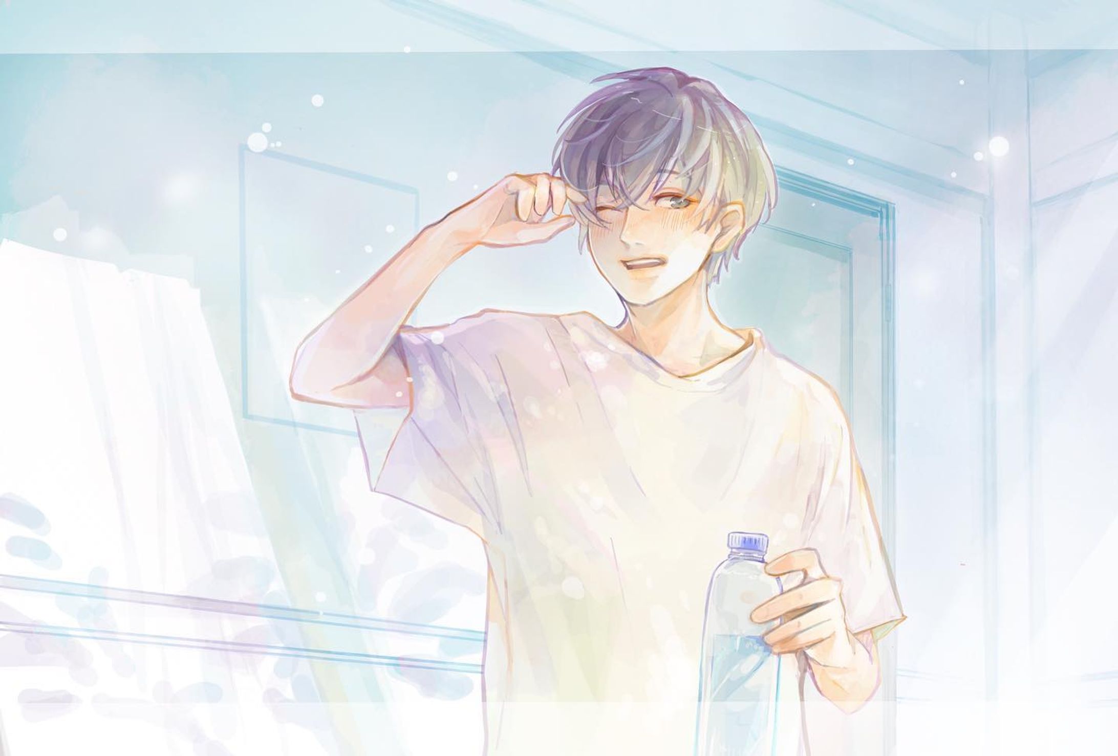 .
 
 
「おはよう、良い天気だね。」
　
　
　

梅雨が明けて、スッキリした晴れの日が続く。
さて、今日は何をしようか？　
　
　
　
　
　
　

#illustration #illustgram #イラスト #illust #絵 #デジタルアート #art #その瞬間に物語を #なんでもない日常に物語を #創作 #オリジナルイラスト  #淡い色合いが好き　#光 #期待 #笑顔 #優しい　#ホッとする瞬間　#今この瞬間　#光に乗せた私の思い
#Procreate #boy 
#朝 #morning #朝日 #休日 #晴れの日 #ペットボトル #リビング #おはよう-1