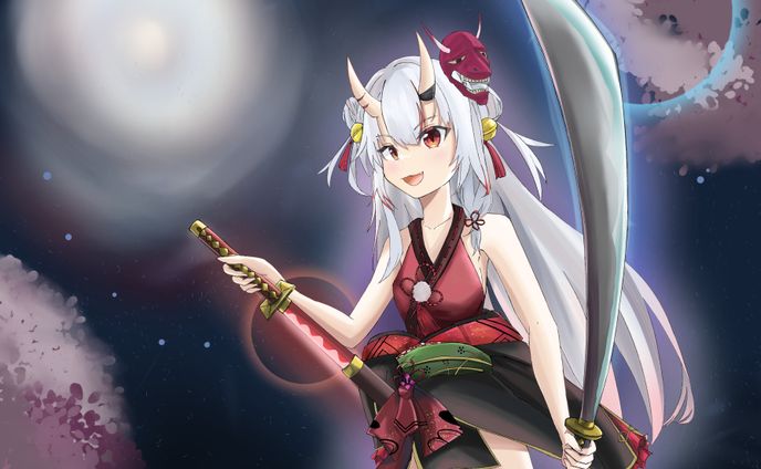 イラスト42(ホロライブファンアート：百鬼あやめ)