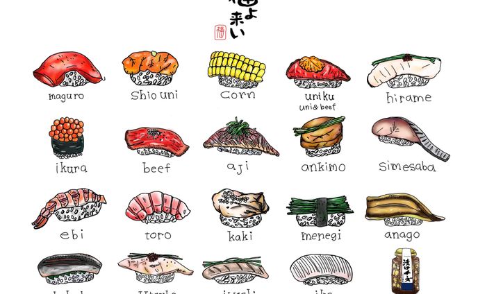 等身イラスト、店内写真