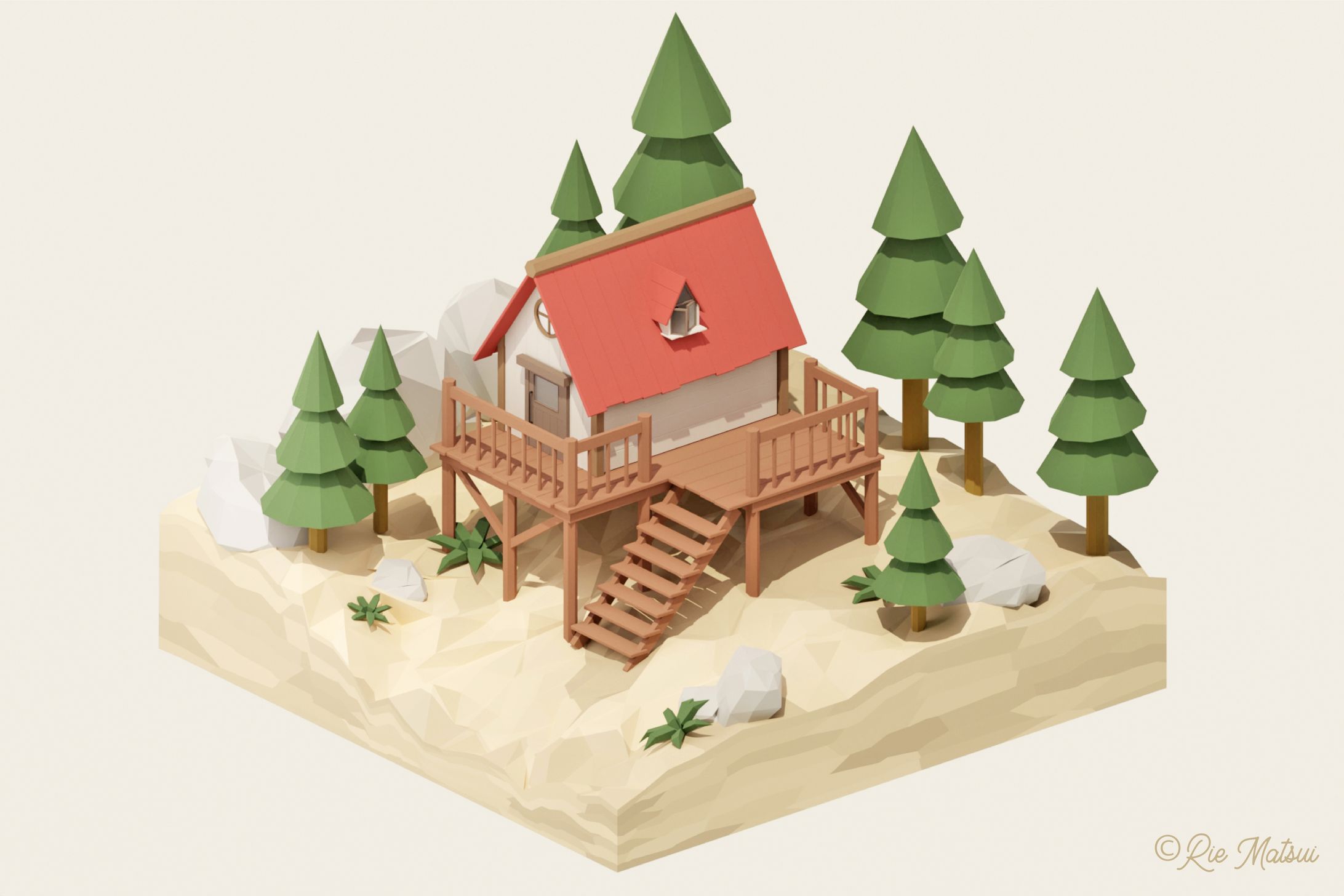 3DCG「Lowpoly House」-1