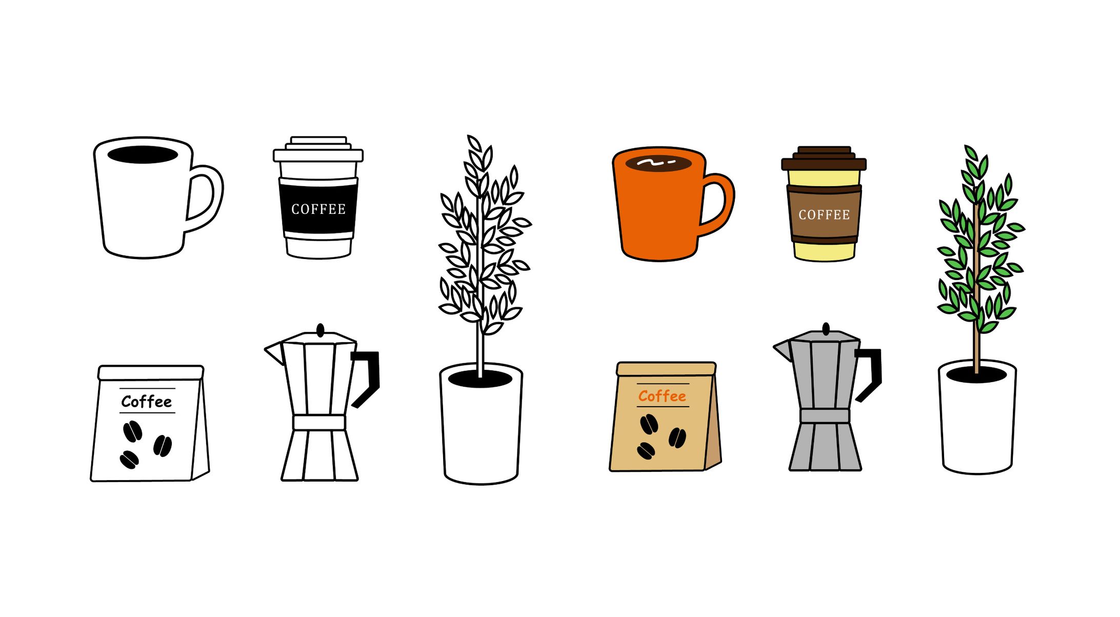 カフェアイテムセットアイコン（ストックイラスト）-1