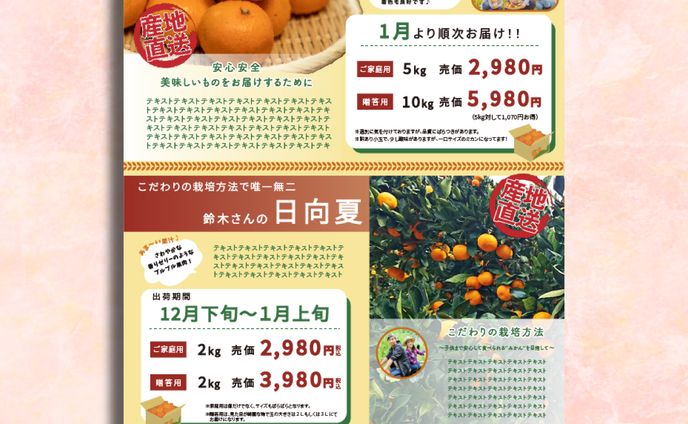 通信販売のチラシ