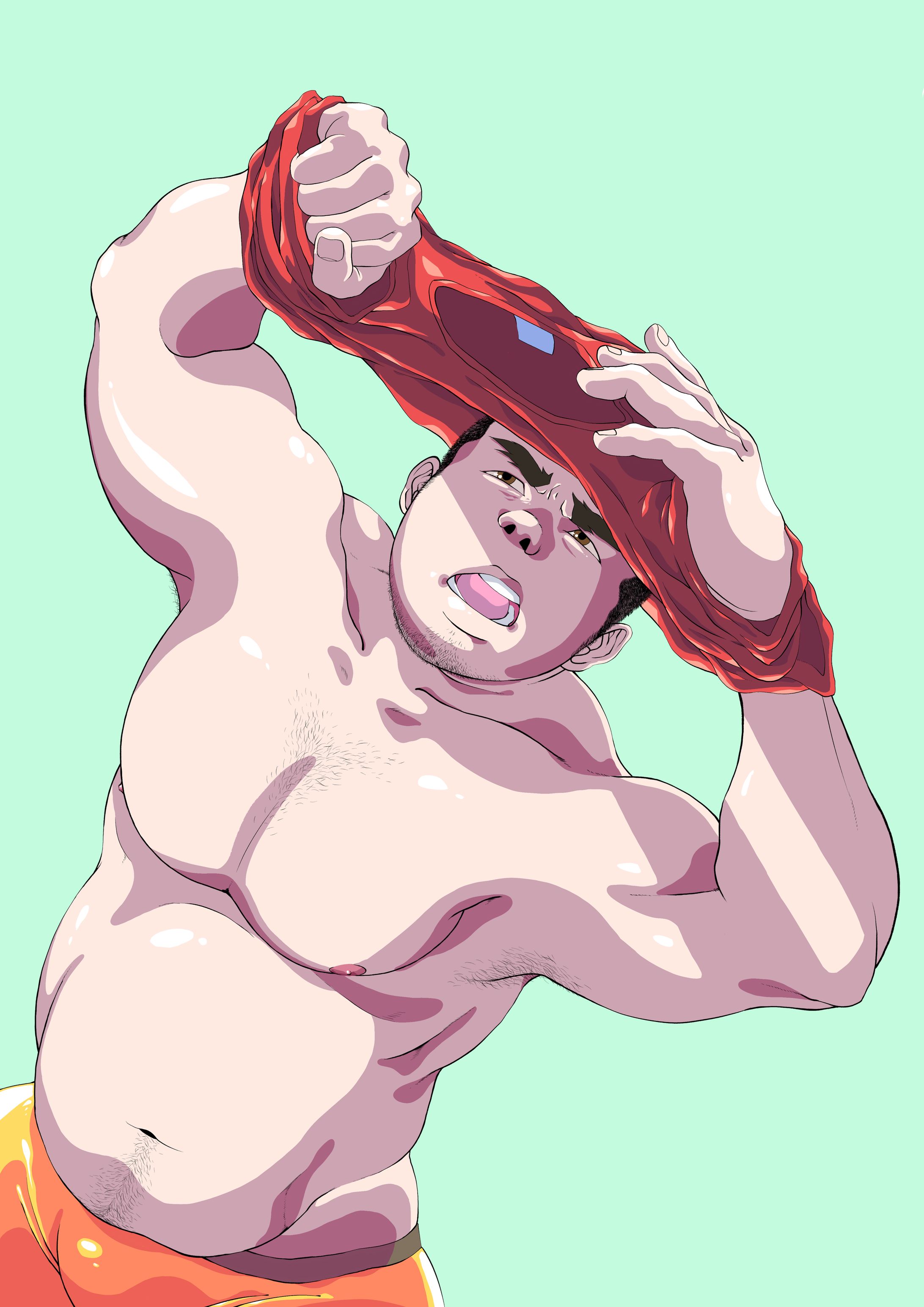 Wrestling Guy Changing Shirts-1