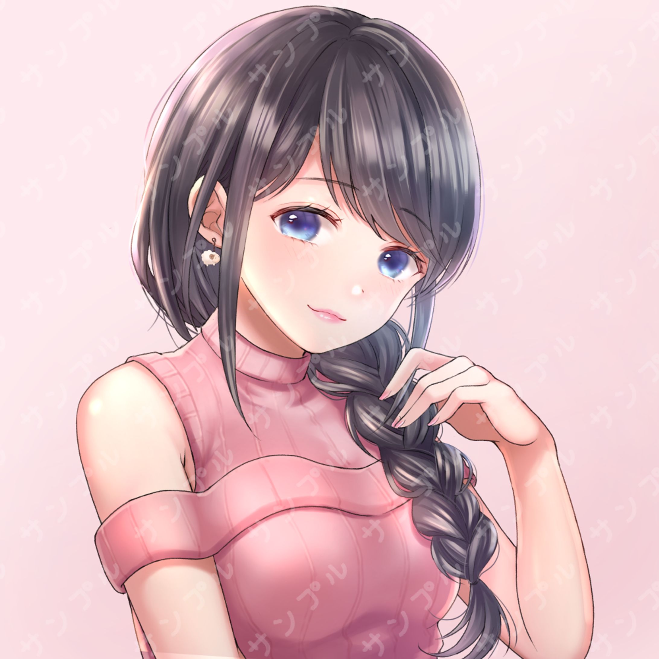 SNSアイコン　三つ編みおねえさん-1