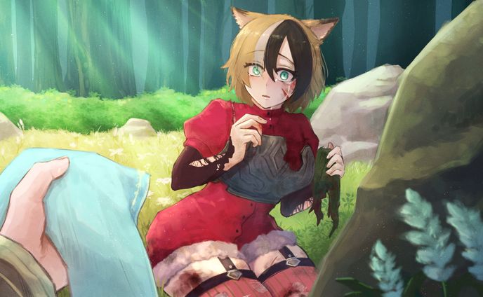 【制作過程あり】獣人女の子の一枚絵イラスト