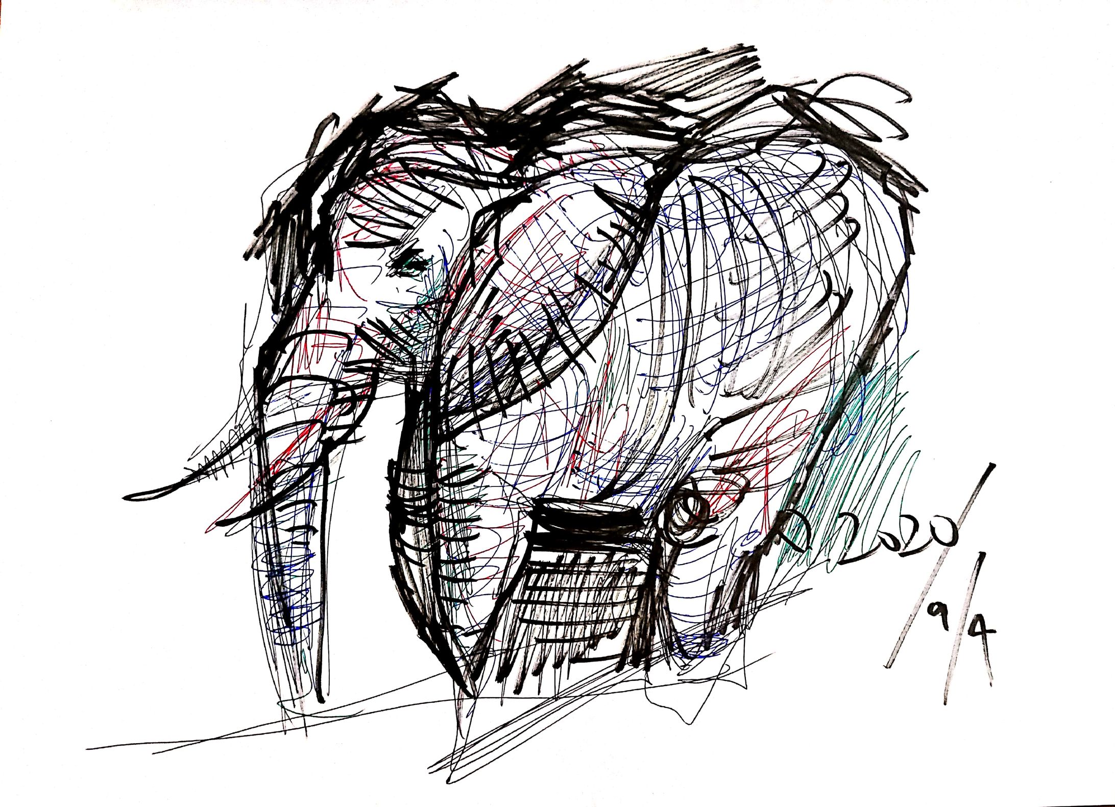 クロッキー　象　2020.9.4-1