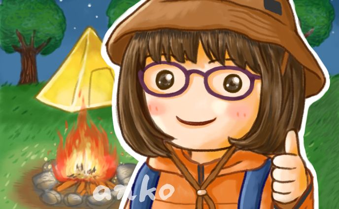 キャンプ好きの女性アイコン