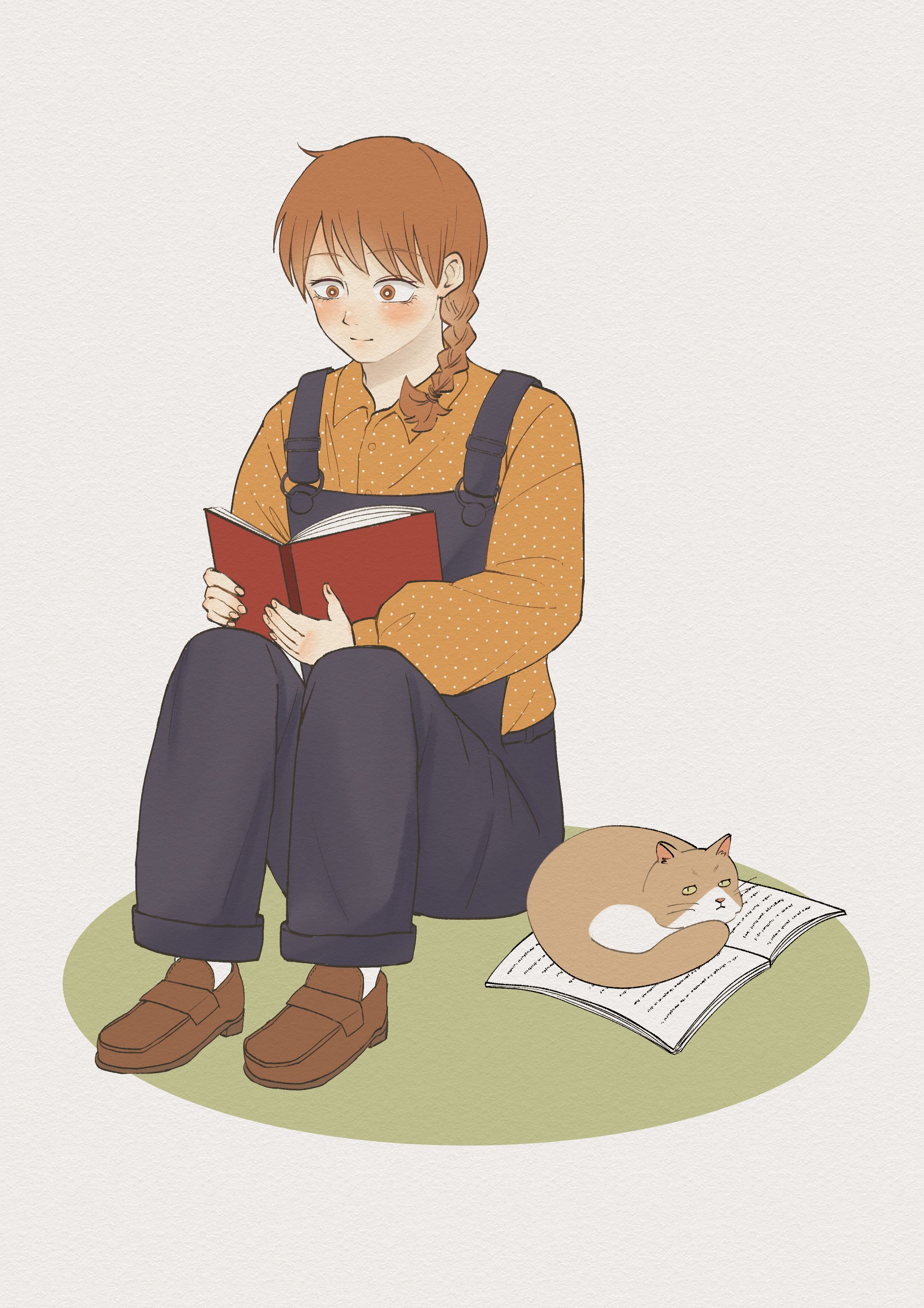 ご依頼イラスト　読書をする女の子　-1