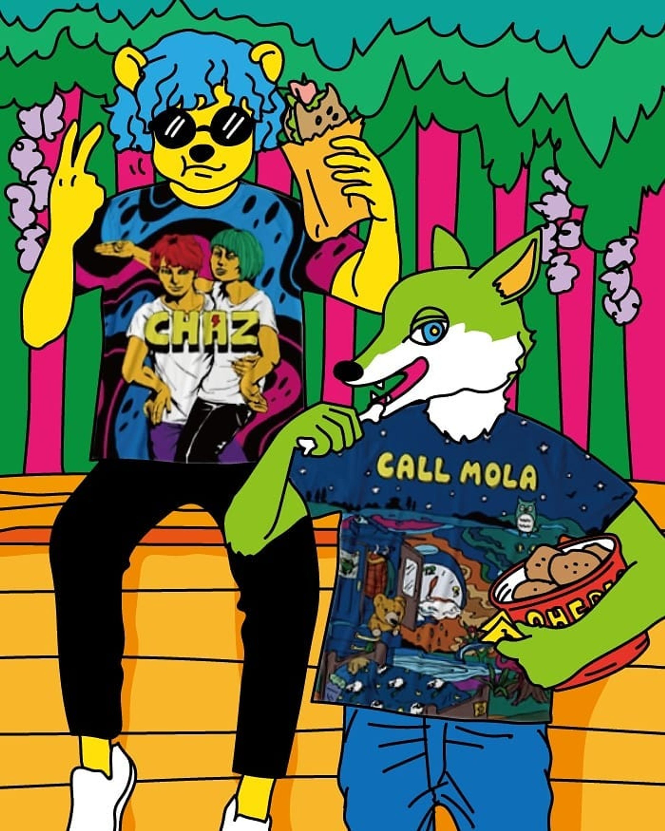 【CHAZ】&【CALL MOLA】フルグラフィックTシャツ🎸😎⚡ #イラスト#絵#アニマル#キャラクター#Tシャツ#スズリ#hot#コアラ#animal#character#illustrator#picture#fashion#yumyum#tshirts#original#goods#グッズ#happy#R&R#rock#bund#music#cheblo-1