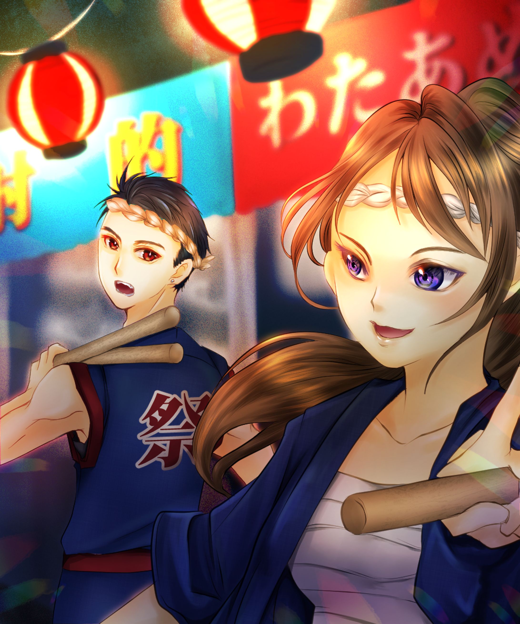 夏祭り（水彩）-1
