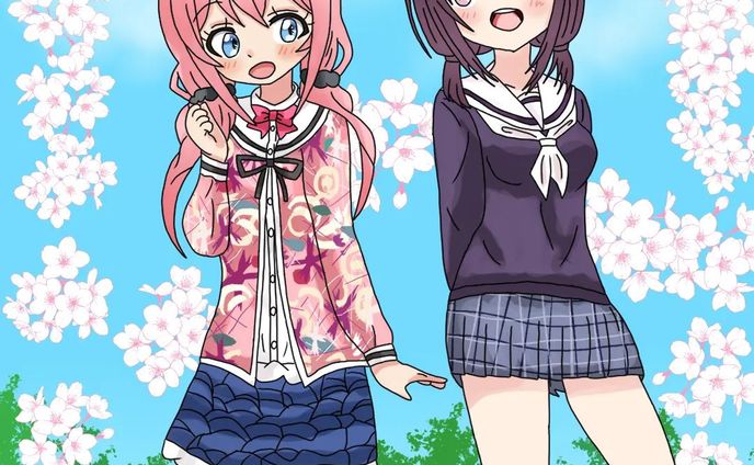 浜弓場双先生のキャラを描きました　#clipstudiopaint #ハナヤマタ #関谷なる #おちこぼれフルーツタルト #桜衣乃 #浜弓場双 #まんがタイムきらら#作者一緒