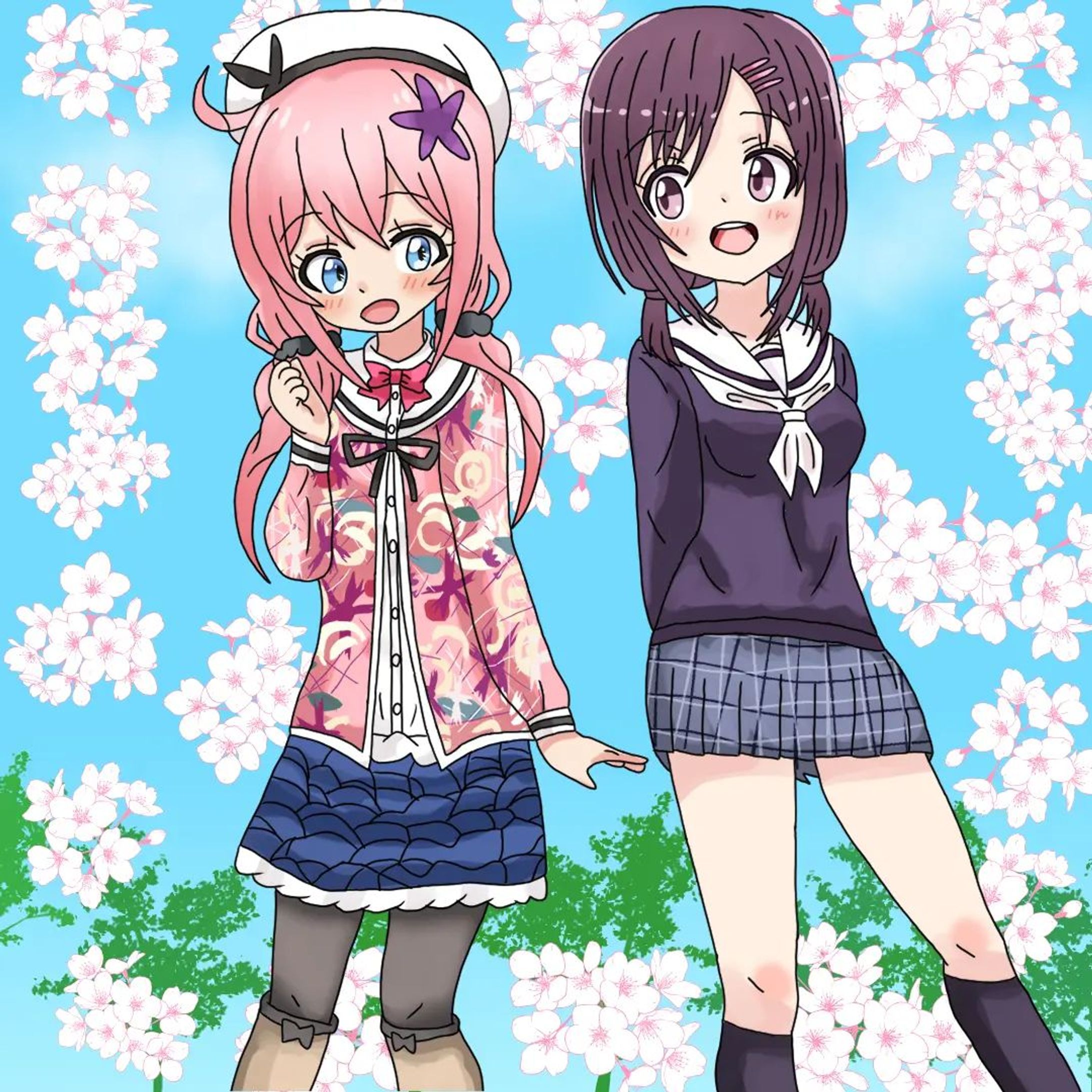 浜弓場双先生のキャラを描きました　#clipstudiopaint #ハナヤマタ #関谷なる #おちこぼれフルーツタルト #桜衣乃 #浜弓場双 #まんがタイムきらら#作者一緒-1