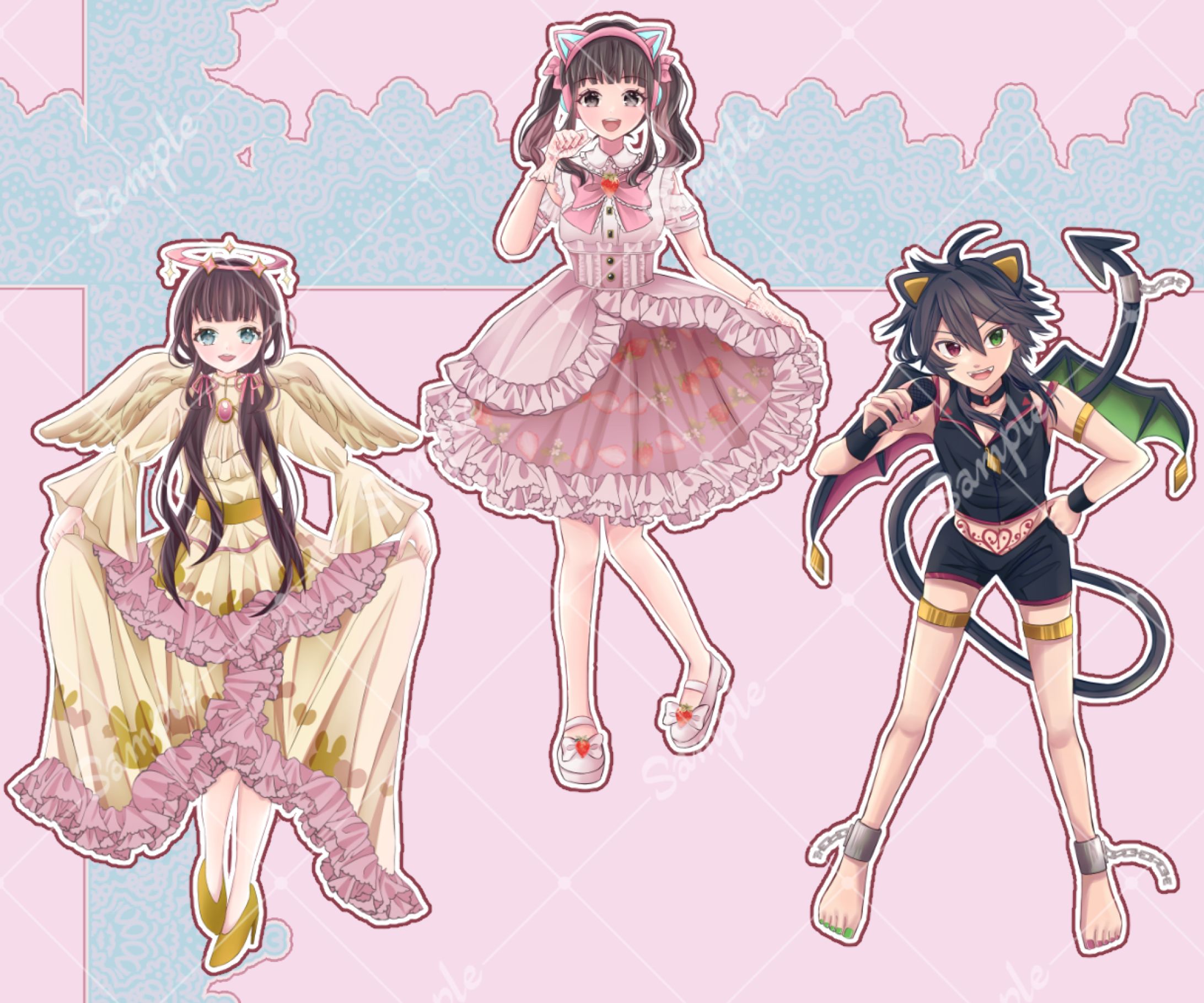 IRIAM女性ライバー様2名、男性ライバー様1名立ち絵-1