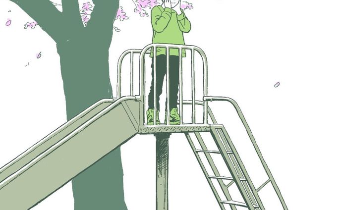 Cherry-blossom viewing at high places
#うちの息子のポートレイト
#illustration #portrait #boy