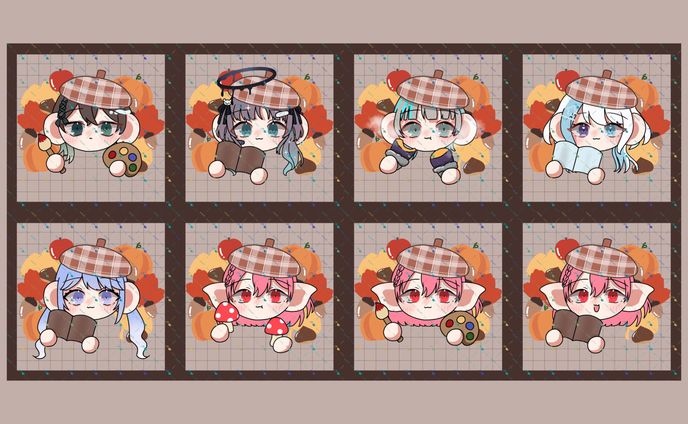 秋量産イラスト 原椿様、ひの朱寝様、青依なむん様、梅雨傘はれい様、きなこ様