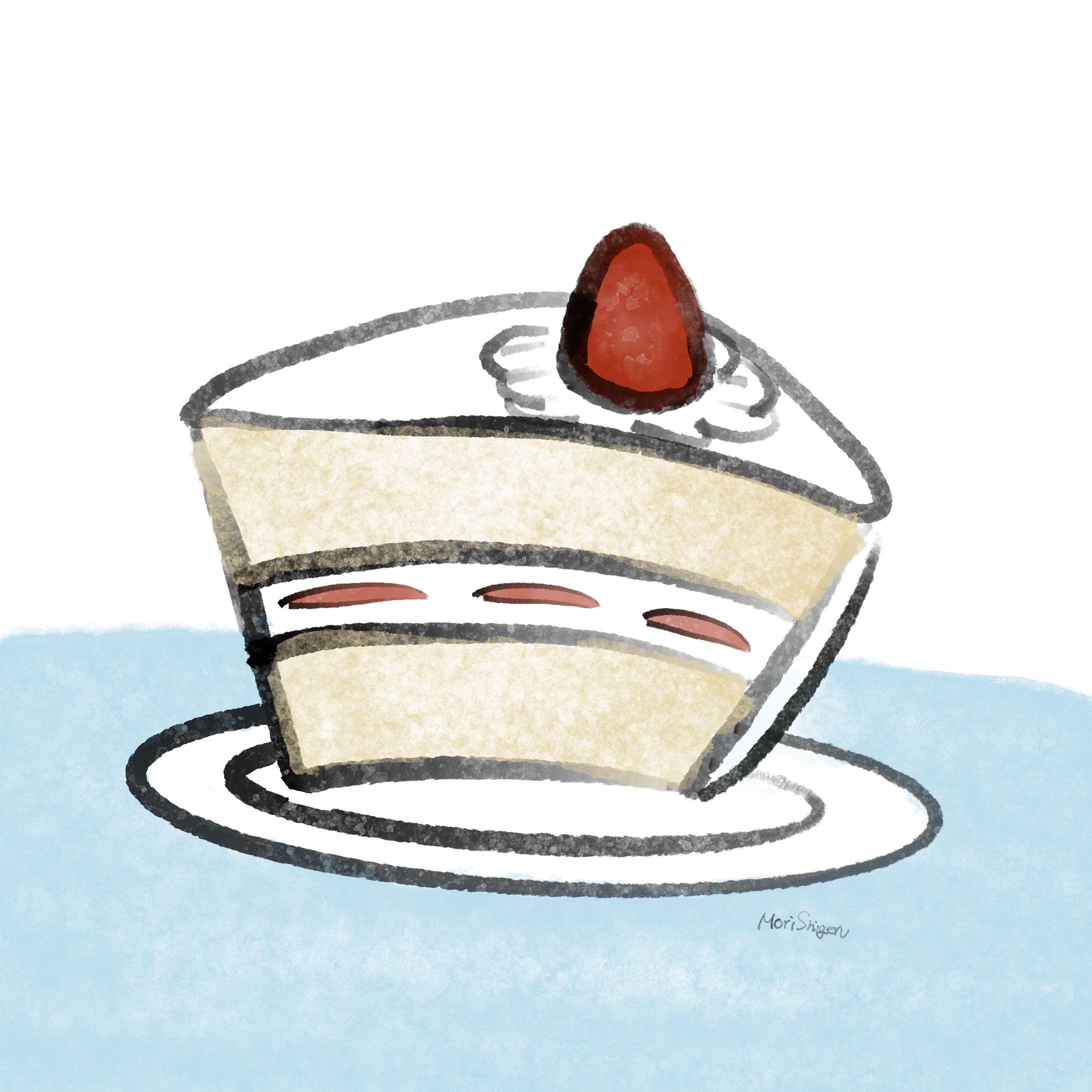 いちごのショートケーキ（カラー）　-1