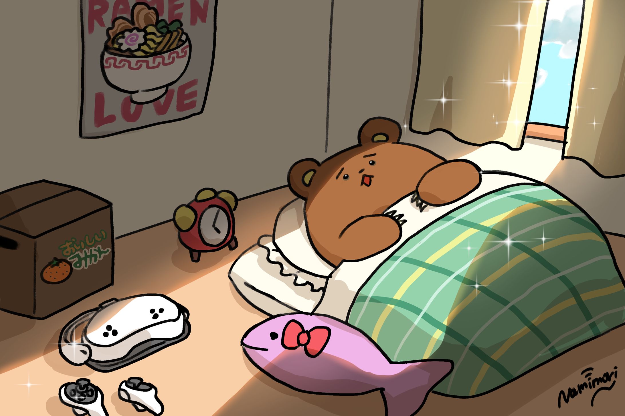 眠れず朝が来た【しゃけくま様】-1