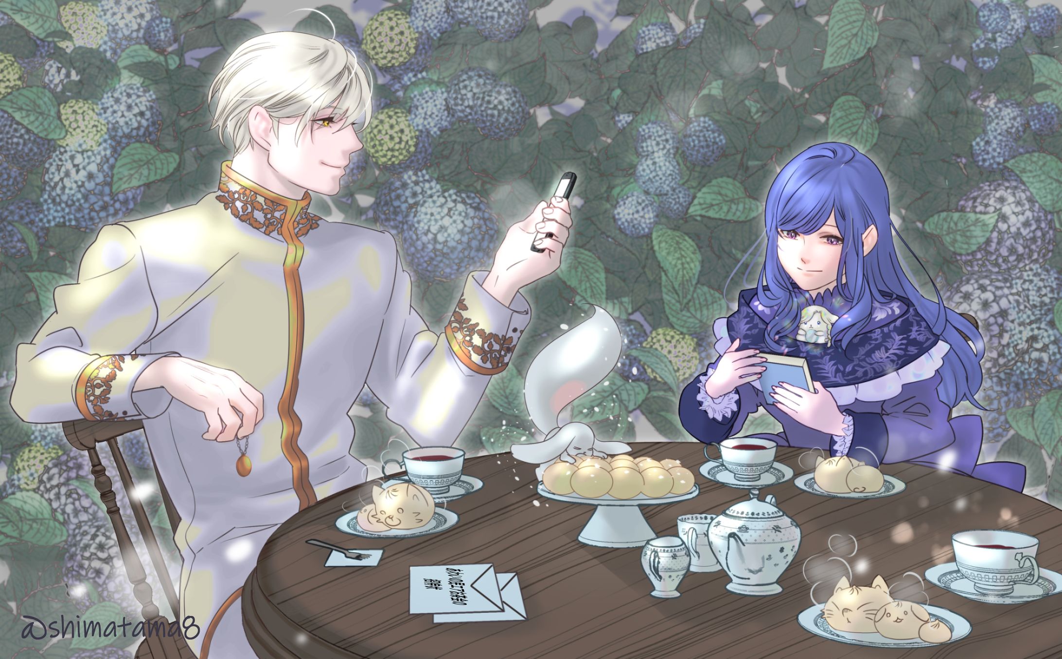 twitterでの企画：お茶会絵-1