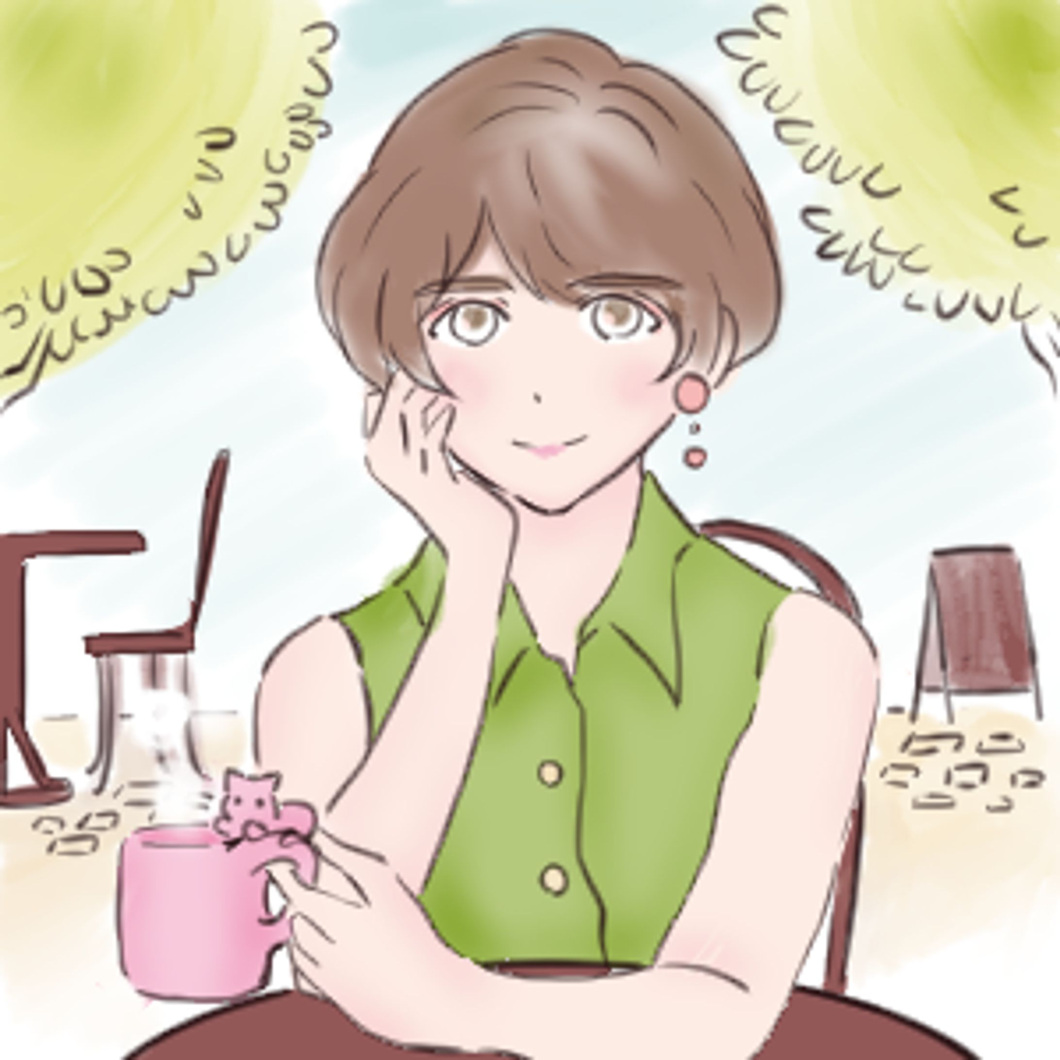 カフェと女の子-1