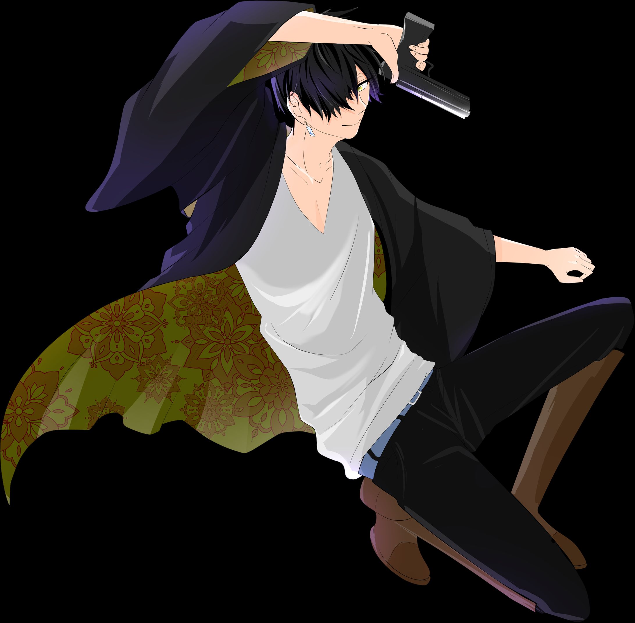 銃を持った男性立ち絵-1