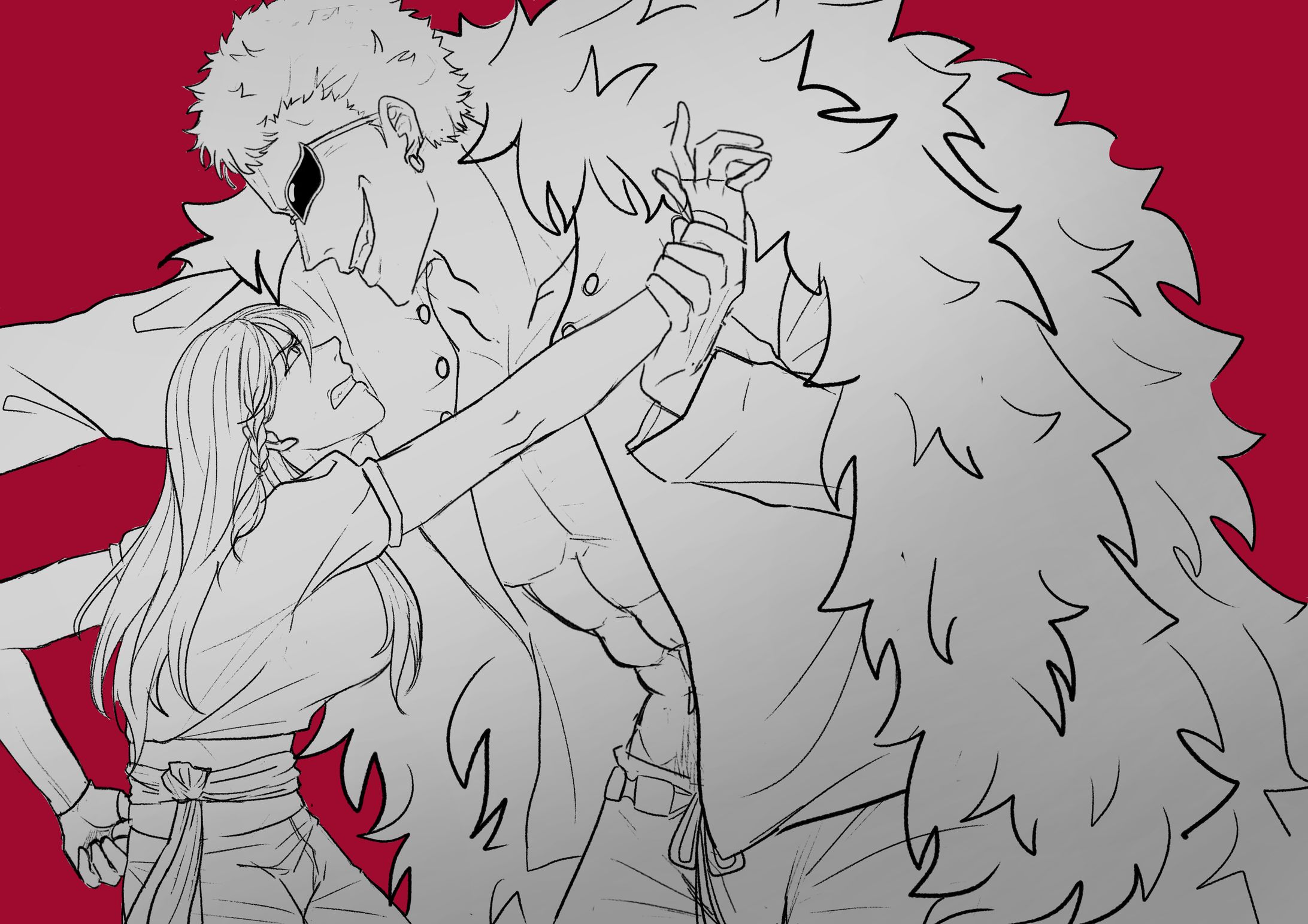 Artwork - Knee up, 2 characters, sketch 24/4/2025-1